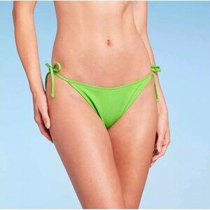 Wild Fable Size XS 0-2 Lime Green Ribbed Side Tie High Leg Bikini Swim Bottom